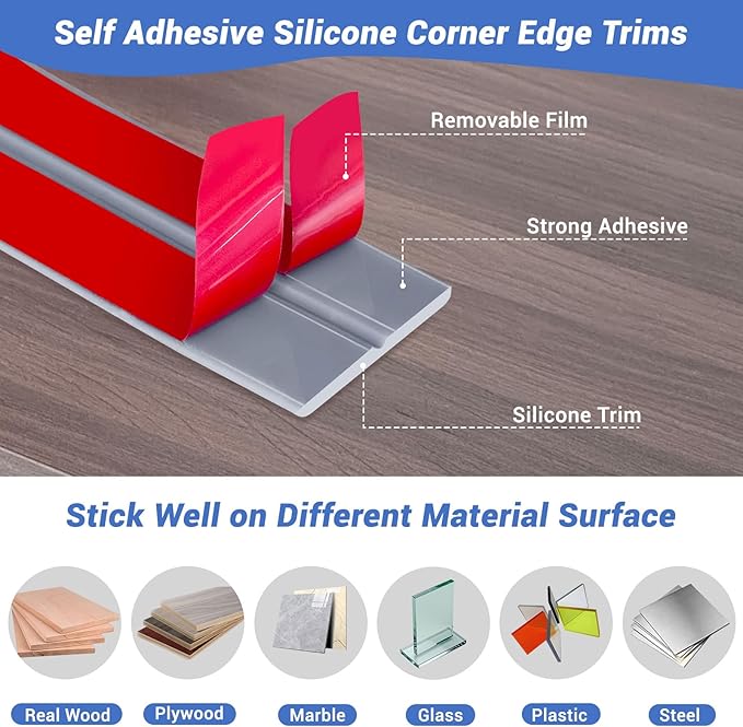 Wall Corner Protector, Peel and Stick Wall Corner Trim, Flexible Rubber Molding Wall Corner Guard, L Shaped Self Adhesive Edge Protector Moulding Trim for Wall Edge Ceiling, Grey, 3/4in,10Ft