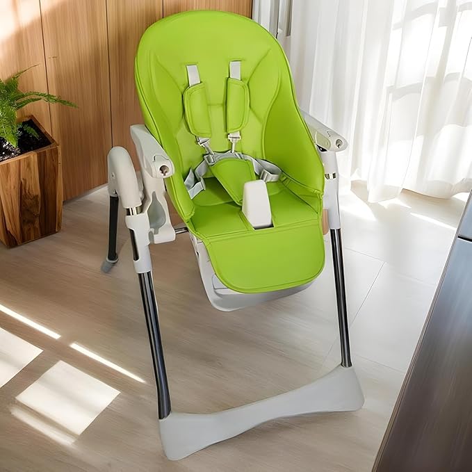 Baby High Chair Cover Replacement | PU Leather Dining Chair Cover with Soft Cushion Seat, Easy to Install High Chair Covers for Baby and Toddler, High Chair Cover Replacement (Green)