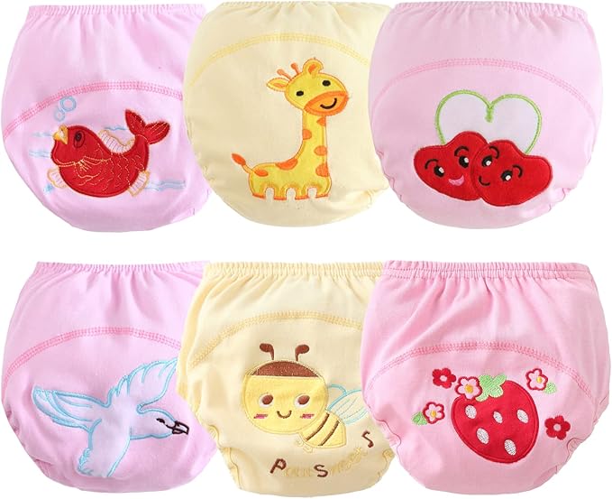 Cotton Reusable Baby Training Pants Unisex Potty Toddler Underpants Kids Waterproof Breathable Underwear 6-Pack