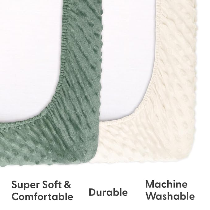 The Peanutshell Minky Dot Diaper Changing Pad Cover - Ultra Soft Baby Mat Cover for Boys & Girls, Fits 16” x 32” Changing Table Pads - Sage, 2 Pack