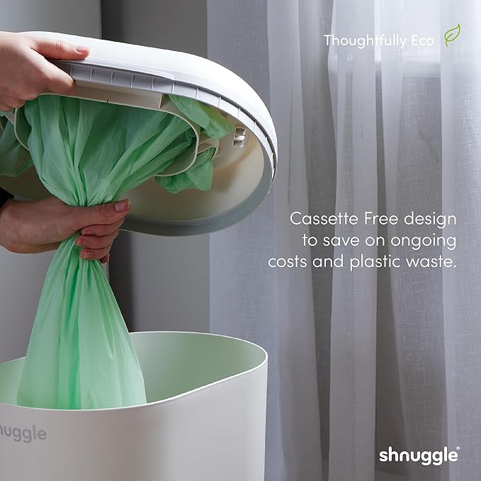 Shnuggle Changing Essentials Bundle - Squishy Changing Mat Grey + Eco-Touch Diaper Bin + Better Bag Liners - Wipeable, Odor-Locking, Eco-Friendly, No Costly Refills