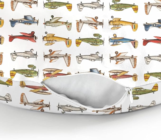 Airplanes Vintage Models Aircraft Nursing Pillow Covers for Boy Girl Antiqued Planes Nursing Pillow Slipcovers for Breastfeeding Pillows Retro Planes Soft Stretchy Removable Covers for Newborn Infant