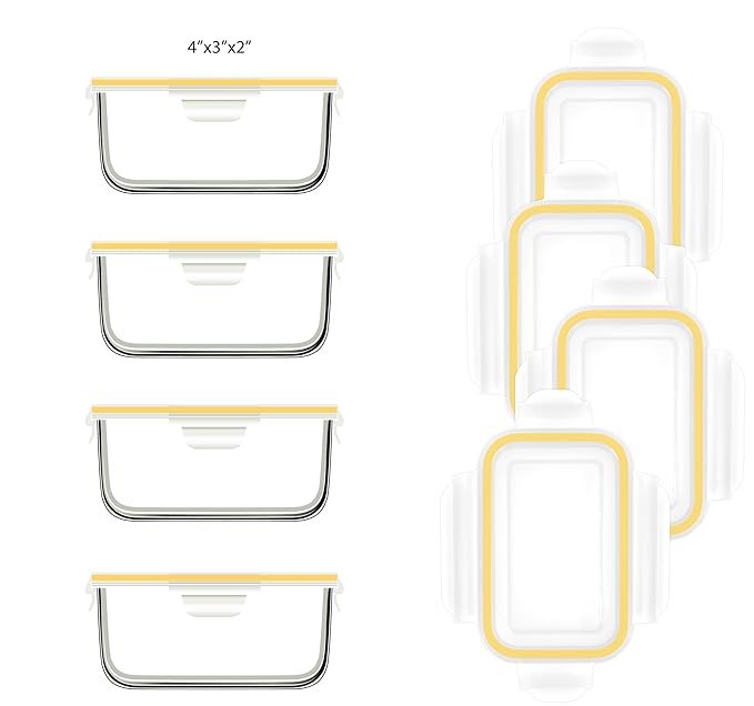 Glass Lock Kitchen Food Container Storage Baby Meal Set 9 Pcs