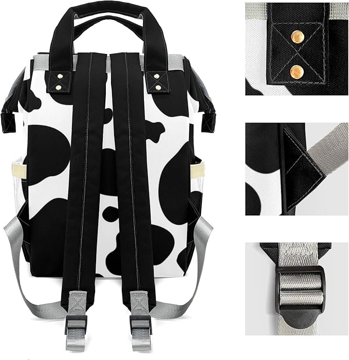 Cow Sports Pattern Diaper Bag Backpack Multifunction Bags with Changing Pad Unisex Stylish Travel Back Pack Nappy Custom Bag for Moms Dads