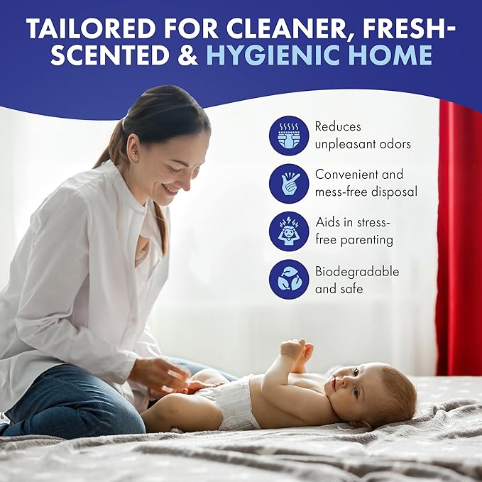 Comficove Refills Compatible with DEKOR MINI Diaper Pails | 4 Pack | Extra Thick Diaper Pail Refill Liners | Fresh Scent | Easy to Replace and Dispose of Diaper Bag | Odorless Baby Diapers Disposal