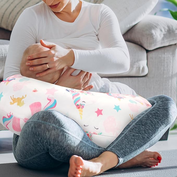 Pea Pod Nursing Pillow Cover Soft & Stretchy Removable Slipcover for Breastfeeding Pillows, Comfortable Nursing Pillow Case for Newborn, Snug Fit, Washable Feeding Pillow Slipcovers in Cute Unicorn