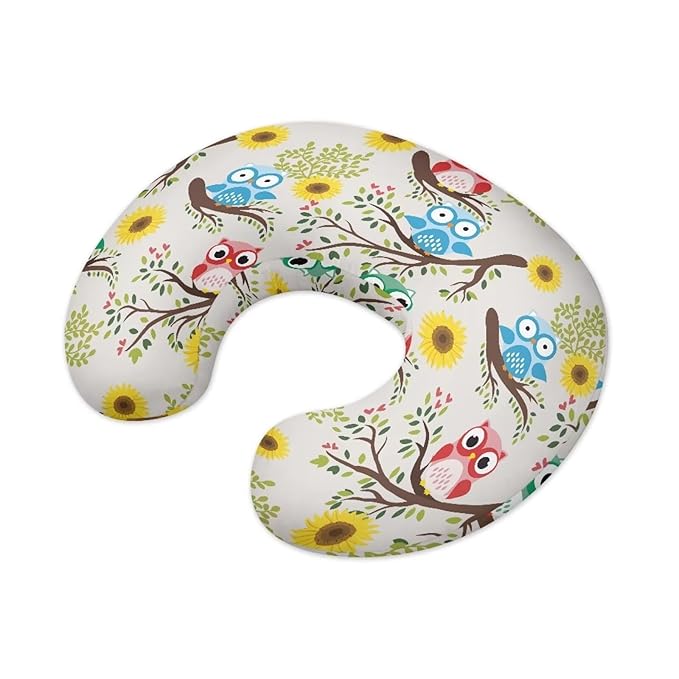 Nursing Pillow Cover for Breastfeeding Pillow Owl Floral Nursing Pillow Slipcovers, Breastfeeding Pillow Cover Boys Girls, Perfect Newborn Choice for Mom or Baby