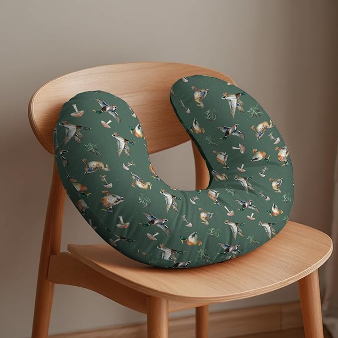 Watercolor Mallard Duck Reeds Mushroom Nursing Pillow Covers Boy Hunting Ducks Stretchy Nursing Covers for Breastfeeding Hunting Season Soft Comfortable Pillows Slipcover for Boys Girls