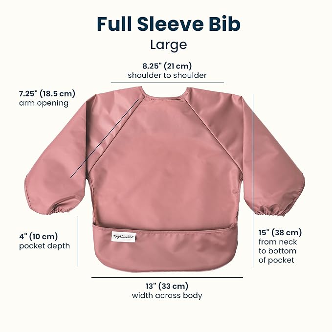 Tiny Twinkle Long Sleeve Bib for Babies & Toddlers | 2-Pack Waterproof Smock Bib for Eating | Machine Washable & Mess-Proof Feeding Essentials | Newborn Shower Gift (Taupe Lilac,2-4Y)