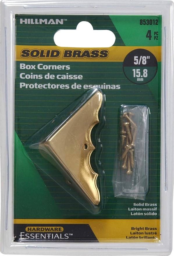 Hardware Essentials 853012 Decorative Corner Braces Bright Brass 5/8" 8-Pack