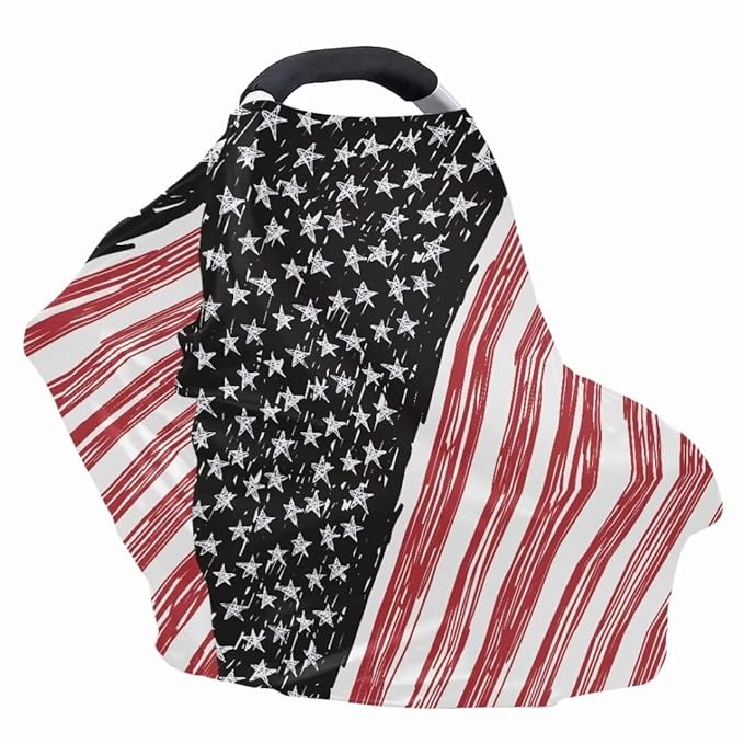 Coldinair American Flag Multifunctional Nursing Cover Multi Use Cover for Baby Car Seat Canopy Shopping Cart Cover,Stroller Cover