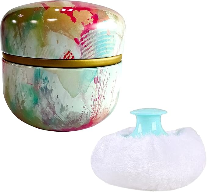 Topwon Body Powder Container with Powder Puff for Baby Women Talc Free Dusting Loose Powder Case Home Travel Powder Box (Colorful)