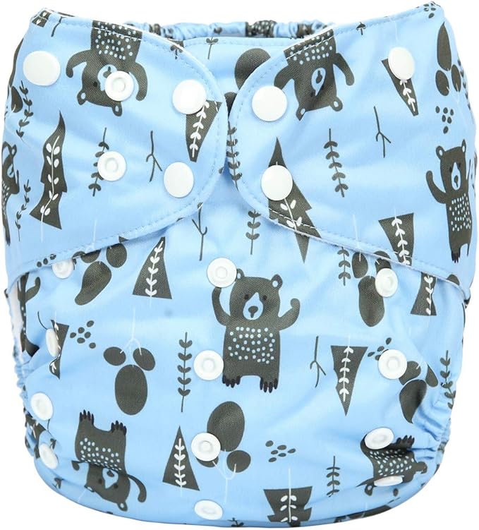 2 to 7 Years Old Junior Big Cloth Diaper Pocket Reusable Washable Baby Kids Toddler (Native Bear)