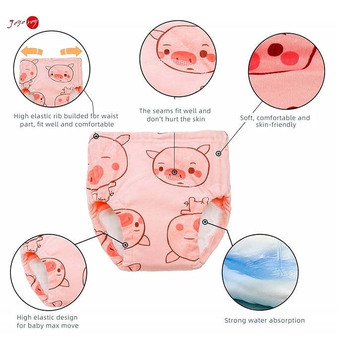 Joyo roy 6Pcs Potty Training Underwear Girls Panties Little Girls Underwear 100% Cotton Toddler Training Pants Diapers Great Aabsorption Toddler Girl Panties 1T Leakproof Pee Pants with Potty Chart