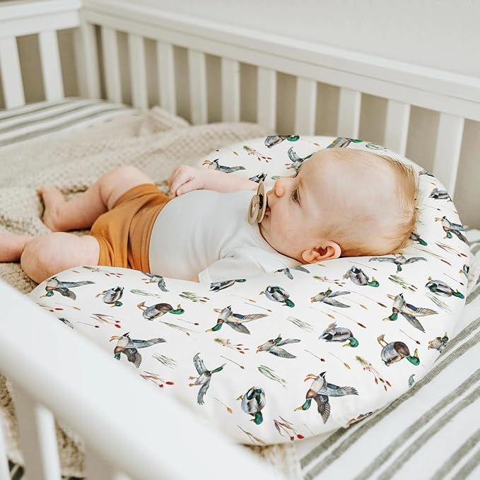 Watercolor Mallard Ducks Baby Nursing Pillow Covers for Boy Girl Duck Hunting Nursery Pillowcase for Breastfeeding Pillows Wild Ducks Birds Soft Stretchy Slipcovers for Newborn Infant
