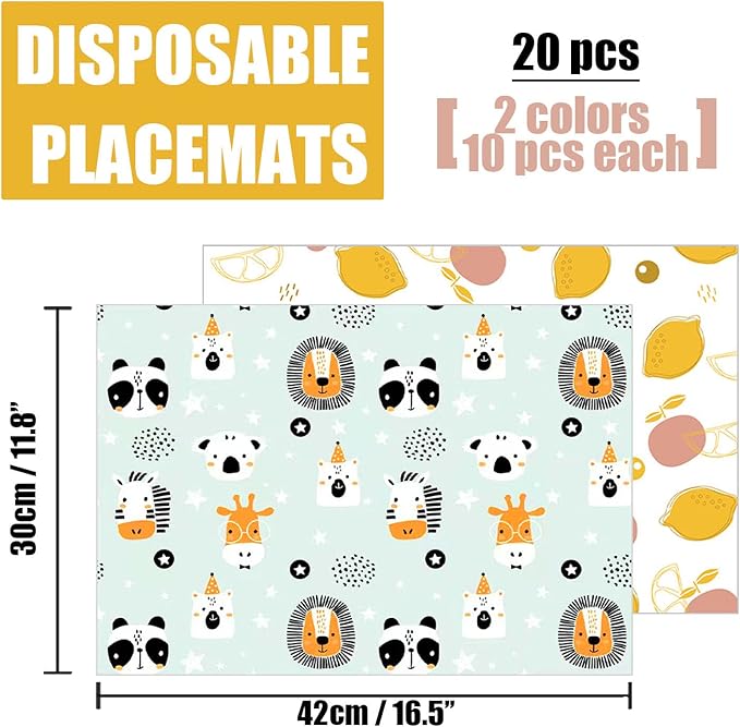 40 pcs Disposable Bibs and Placemats for Baby, Leak Proof Travel Feeding Bibs and Place Mats for Infants Toddlers for Traveling and Outdoor Use