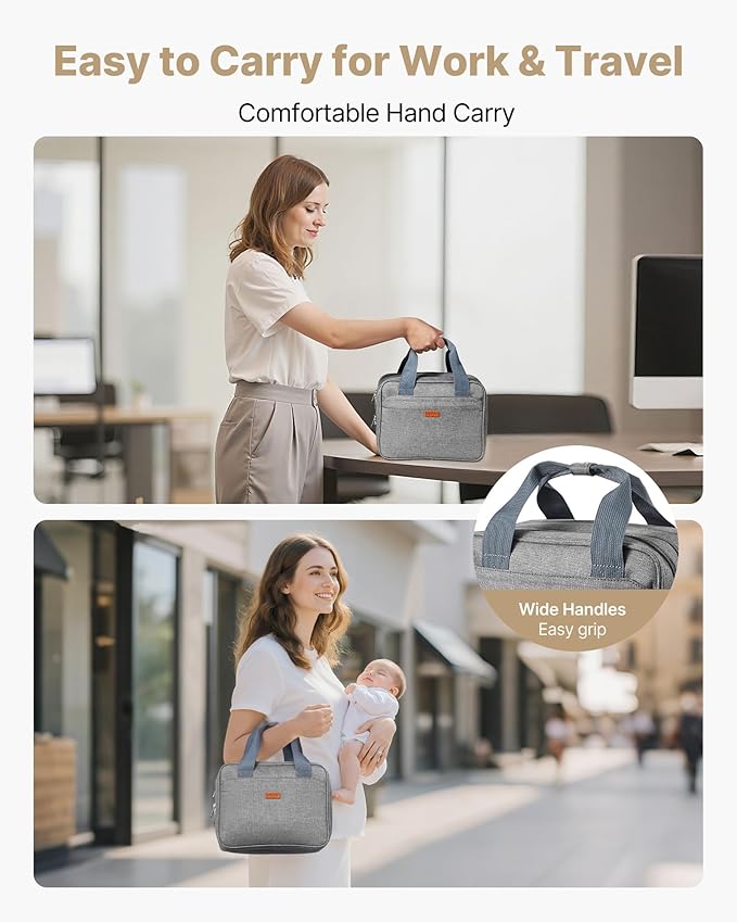 VEVOR Wearable Breast Pump Bag, Breast Feeding Bag with Ice Pack, Compatible with Momcozy, Medela and Elvie Pumps, Portable Pump Carrying Case for Breastmilk Storage, Work, Travel & Family Use, Grey