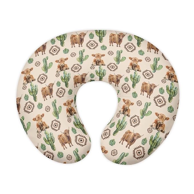 Cow Cactus Pillow Cover for Infant Snug Stretchy Nursing Pillow Case for Bottle Feeding, Breathable Baby Nursing Pillow Cover (22"x18"x6")