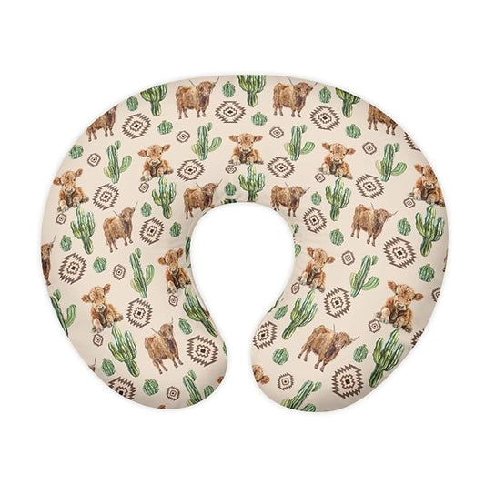 Cow Cactus Pillow Cover for Infant Snug Stretchy Nursing Pillow Case for Bottle Feeding, Breathable Baby Nursing Pillow Cover (22"x18"x6")