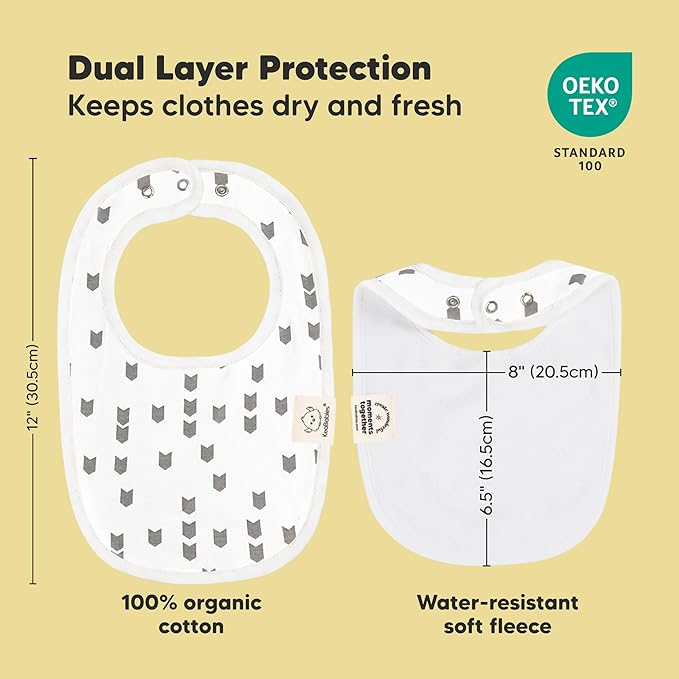 8-Pack Organic Baby Bibs for Boys, Girls - Soft Cotton Drooling and Teething Bibs for Baby Girl & Boy, Extra Absorbent, Easy To Clean & Put On for Toddler, Newborn, Infant 0-24 Months(Grayscale)