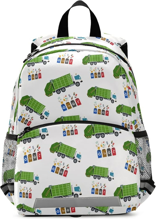 Garbage Truck Trash Recycling Kid's Toddler Backpack for Boys Girls Preschool Nursery with Safety Leash (01141) 10.9 X5.9 X 12.9inch