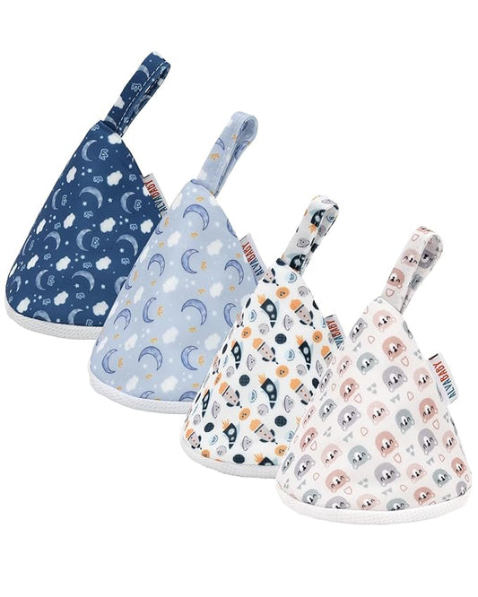 ALVABABY 4 Pcs Baby Boy Pee Covers, 3.5 * 4 In,Strong Water Absorption Pee Shield for Newborn Boy, 4-Layer Reusable Pee Cap, Diaper Changing Accessory for Baby Gift