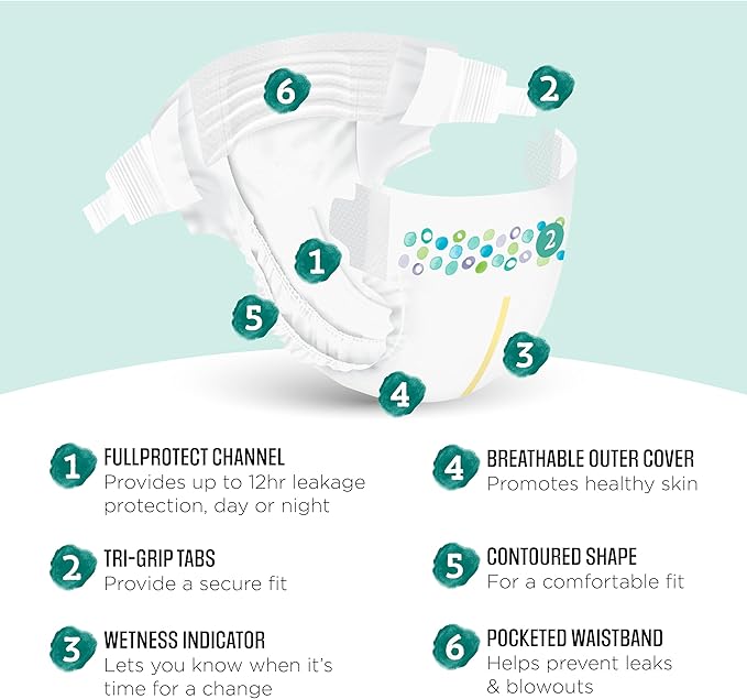 Amazon Brand - Mama Bear Gentle Touch Diapers, Size 2, 46 Count, Leak Protection, Wetness Indicator, Chlorine Free, Pocketed Waistband