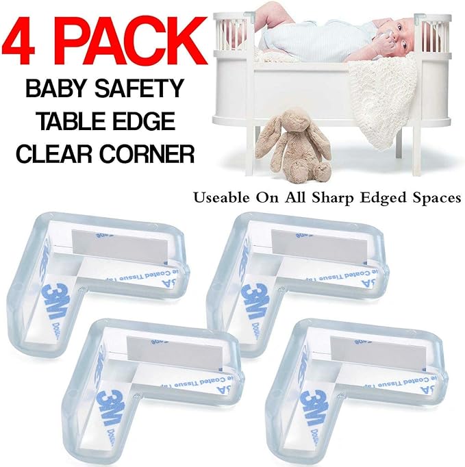 Edge Corner Protector Baby Proofing 9.8ft with 4 Corners, Clear Soft Corner Protectors Baby Proof, Furniture Corner Guard & Edge Safety, Edge Protector for Table (9.8ft L*0.8inch W)