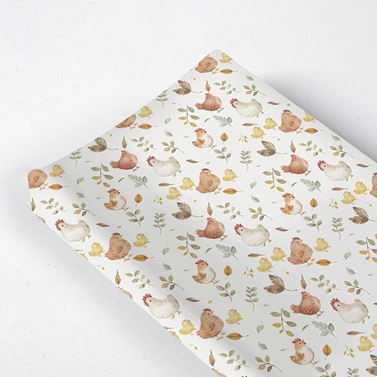 Watercolor Cute Farm Animals Chicken Baby Changing Pad Cover, Unisex Chicken Nursery Diaper Changing Table Pad Mat Sheet for Boys Girls-16x32