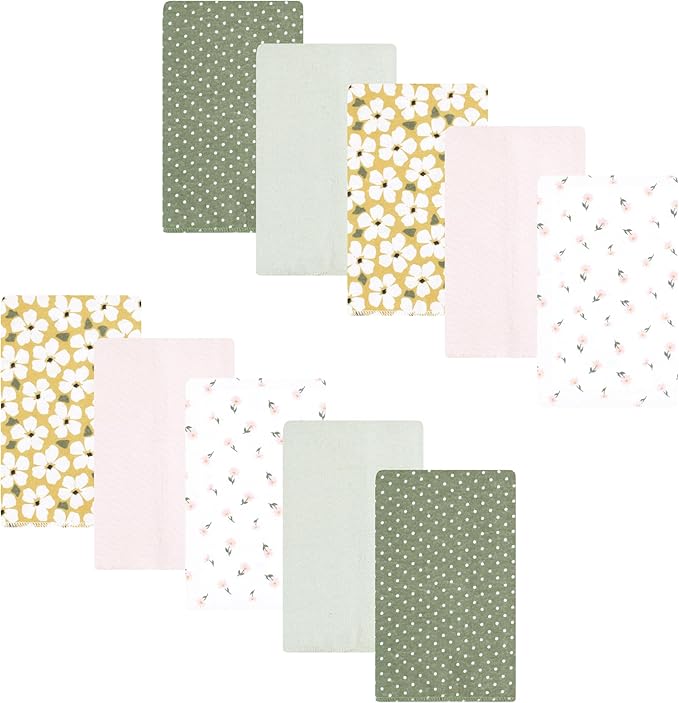 Luvable Friends Hudson Baby Flannel Burp Cloths 10pk, Green Garden