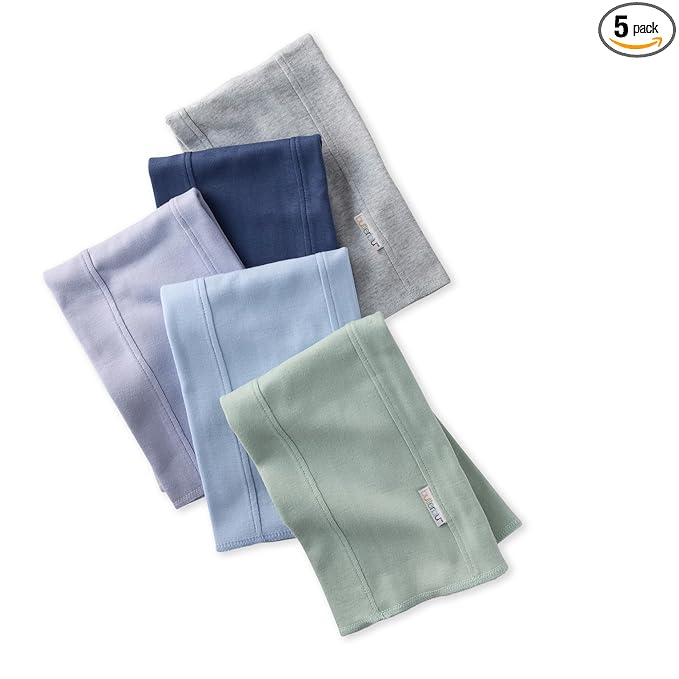 Butterblu Bailey 5-Pack Burp Cloths 100% Organic Cotton Knit for Newborn & Baby Boys & Girls, Frost, One Size