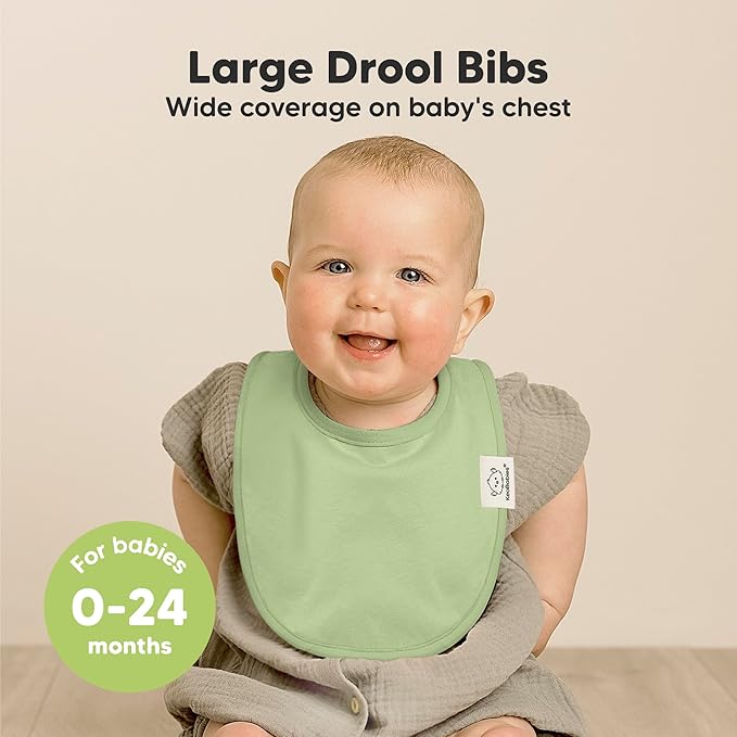 KeaBabies 8-Pack Organic Baby Bibs for Boys, Girls - Soft Cotton Drooling and Teething Bibs for Baby Girl & Boy, Extra Absorbent, Easy To Clean & Put On for Toddler, Newborn, Infant 0-24 Months(Dew)