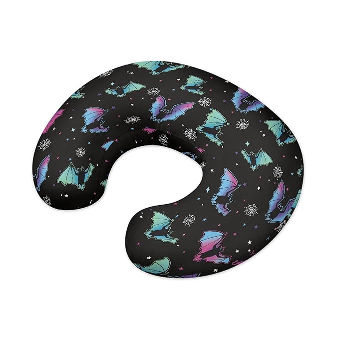 Nursing Cover for Breastfeeding, Multifunctional Breast Feeding Pillows for Mom, Removable Nursing Pillows for Breastfeeding, Happy Halloween Pillow Cover, Bat Black
