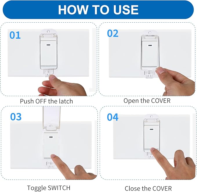 4Pcs Light Switch Guard, Child Proof Wall Switch Cover Keeps Lights or Switches from Being Accidentally Turned ON or OFF While Allowing Access