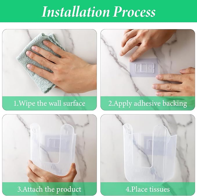 3Pcs Wall-Mounted Wipes Dispenser, Flushable Wipe Holder for Bathroom, Wet Tissue Dispenser Container, Refillable Kitchen Wipes Storage Box for Toilet Bathroom Bedroom (Transparent)