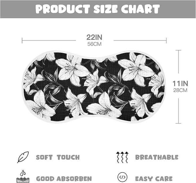 vvfelixl Muslin Burp Cloths Black White Lily Baby Washcloths for Baby Girl Boys 2 Pack