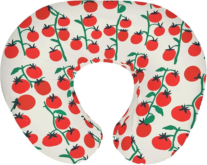Sweet Red Tomatoes Nursing Pillow Covers for Boy Girl Cute Cherry Tomato Nursing Pillow Slipcovers for Breastfeeding Pillows Red Summer Tomato Fruit Soft Stretchy Removable Cover for Newborn Infant