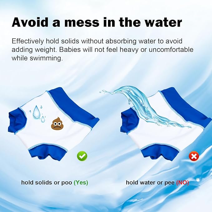 MooMoo Baby Swim Diapers 3 Pcs Waterproof Reusable Swimming Diapers for Baby Swim Lesson 2T-5T, Blue