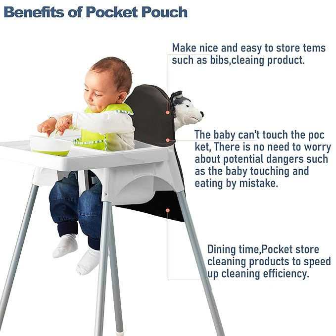 High Chairs Pocket Only Compatible with IKEA Antilop High Chair, IKEA High Chair Accessories(Black)