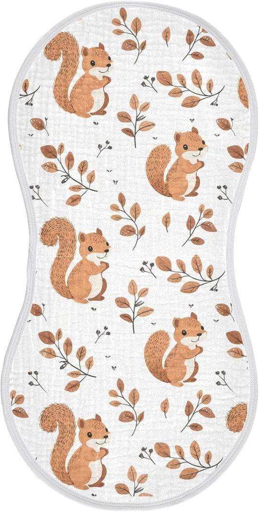 vvfelixl Cute Squirrel with Tail Burp Cloths for Baby Boy Girls Baby Washcloths Burp Rags 1 Pack