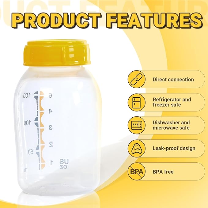 6PCS Replacement Collar Rings for Medela Bottles 5oz & 8oz,Bottle Caps Compatible with Plastic & Glass Bottles | Mess Free No Leak or Spill, BPA Free（No Bottle）