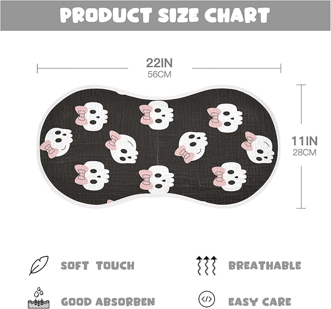 vvfelixl Baby Burp Cloths Skulls Bow Halloween Baby Newborn Cotton Burping Cloths Set Baby Washcloths 4 Pack