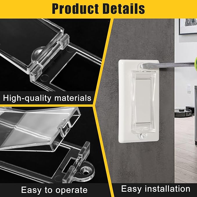 1 Light Switch Guard Cover, Baby Proof Wall Switch Cover Guard for Rocker Light Switch Protects Your Lights or Circuits from Being Accidentally Turned On or Off (Clear)