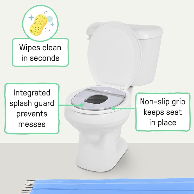 Ingenuity Foldaway Travel Potty Training Seat with Storage Bag, Folding & Portable Toddler Potty Seat, Easy One-Handed Open, Non-Slip Grip