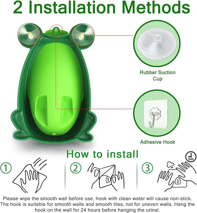 Soraco Cute Frog Potty Training Urinal for Boys with Funny Aiming Target, Toddler Urinals for Potty Training (Green)