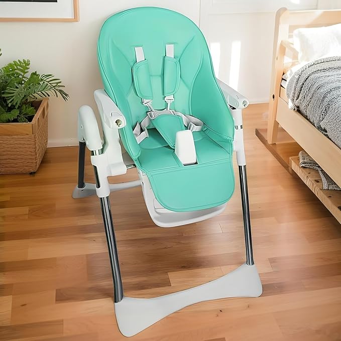 Baby High Chair Cover Replacement | PU Leather Dining Chair Cover with Soft Cushion Seat, Easy to Install High Chair Covers for Baby and Toddler, High Chair Cover Replacement (Light Green)