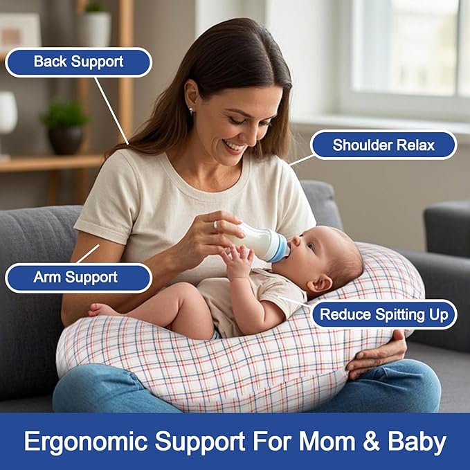 x-vesolje Nursing Pillow, Breastfeeding Pillow with Removable Cover, Ergonomic Breast Feeding Pillow, Baby Feeding Support Pillow for Mom Easier Breastfeeding- Original Size/Red