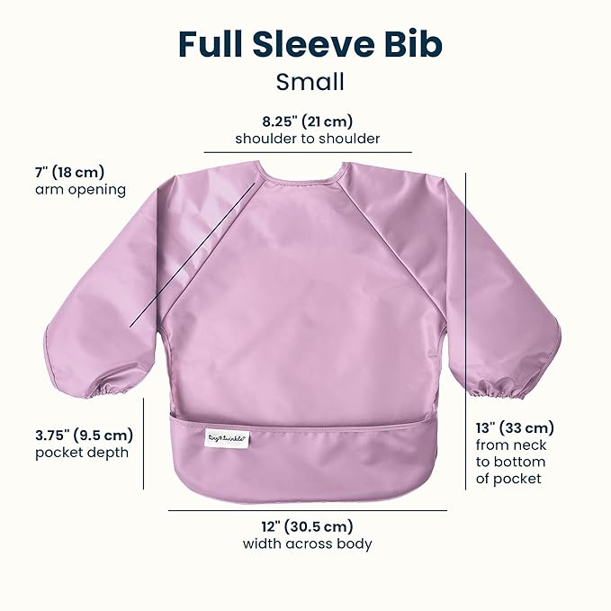 Tiny Twinkle Long Sleeve Bib for Babies & Toddlers | 2-Pack Waterproof Smock Bib for Eating | Machine Washable & Mess-Proof Feeding Essentials | Newborn Shower Gift (Taupe Lilac,6–24M)