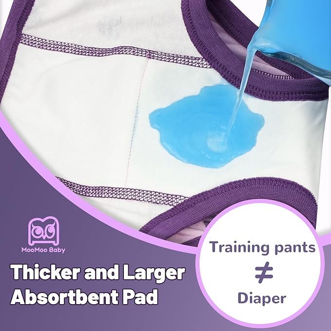 MooMoo Baby Absorbent Potty Training Underwear 4 Packs Cotton Training Pants for 7T