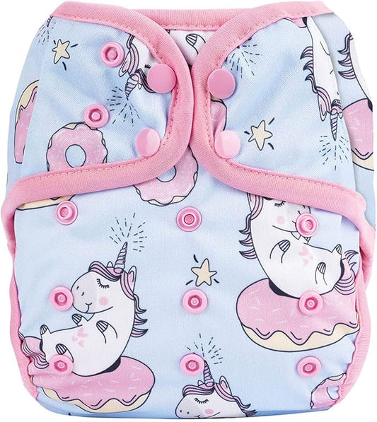 OsoCozy One Size Cloth Diaper Covers - Adjustable Snap Fit & Double Leg Gussets for Baby Boys & Girls from 8-35 Pounds. Use with Prefold, Flat or Fitted Cloth Diapers or Snap-in Inserts.